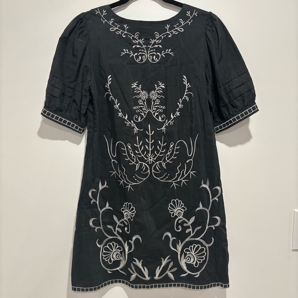 Tsumori Chisato Black silk blend dress with white embroidery - Picture 5 of 7